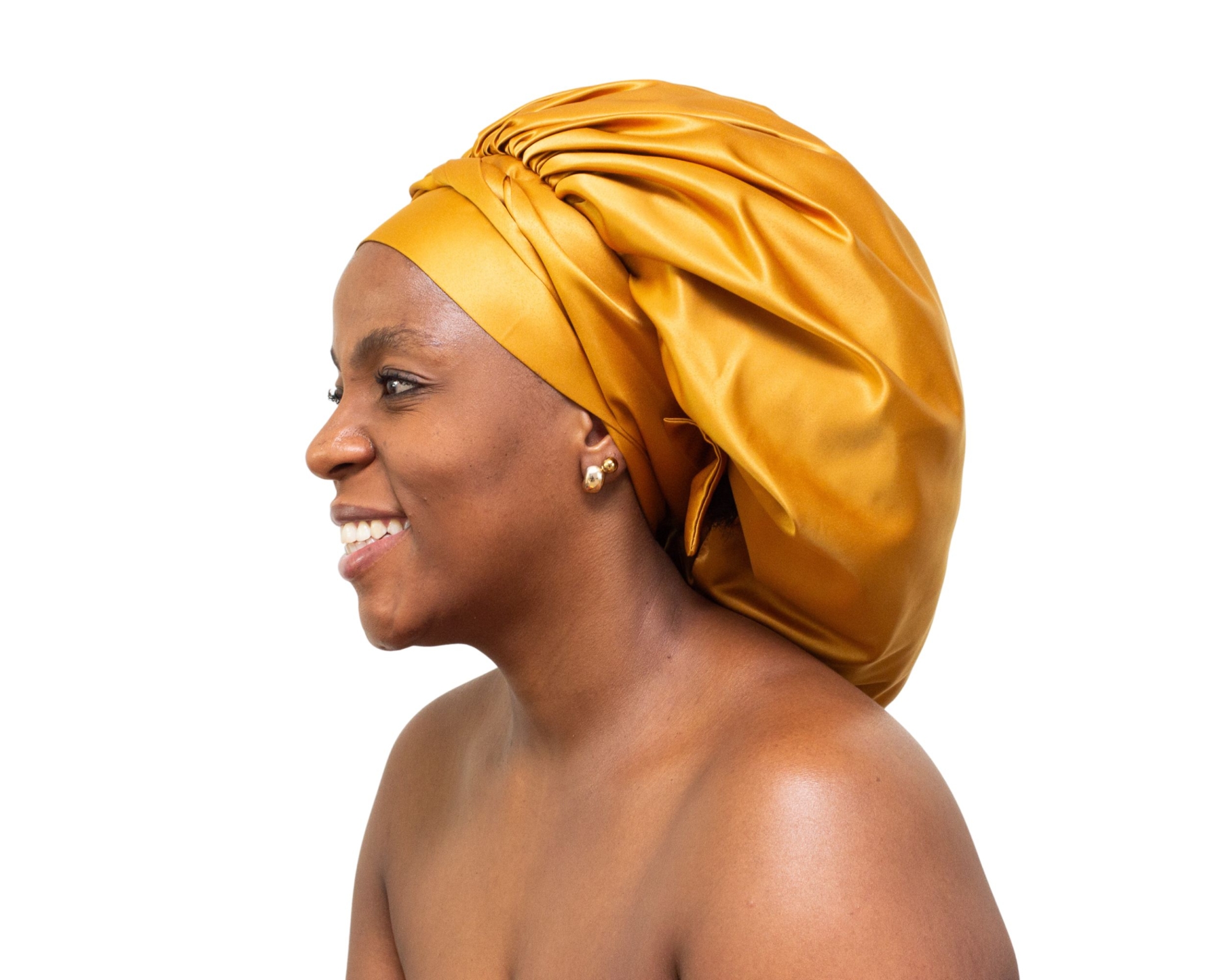 Soleil Mustard Satin Bonnet — Ndini Hair The Soleil bonnet in rich mustard satin.