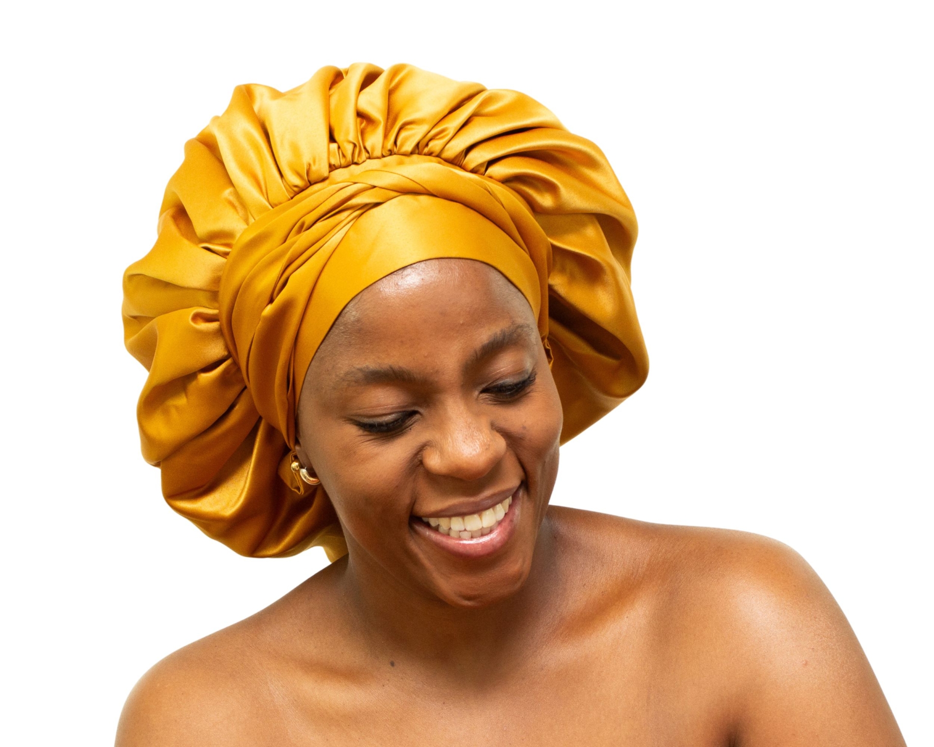 Soleil Mustard Satin Bonnet — Ndini Hair The Soleil bonnet in rich mustard satin.